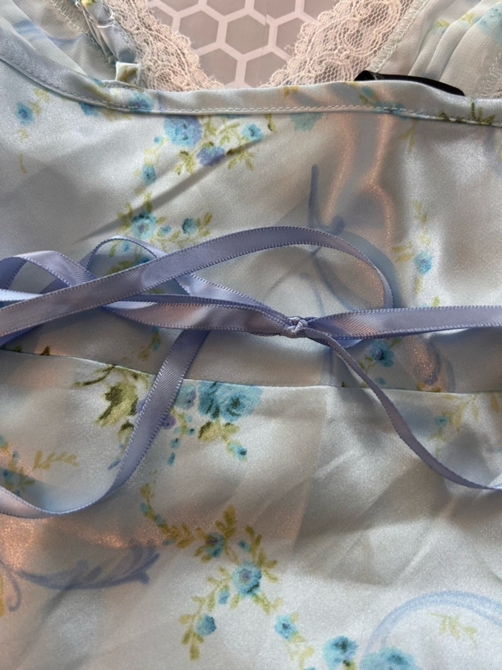 Secret Treasures Blue Floral Satin Chemise Size XL - Picture 7 of 11